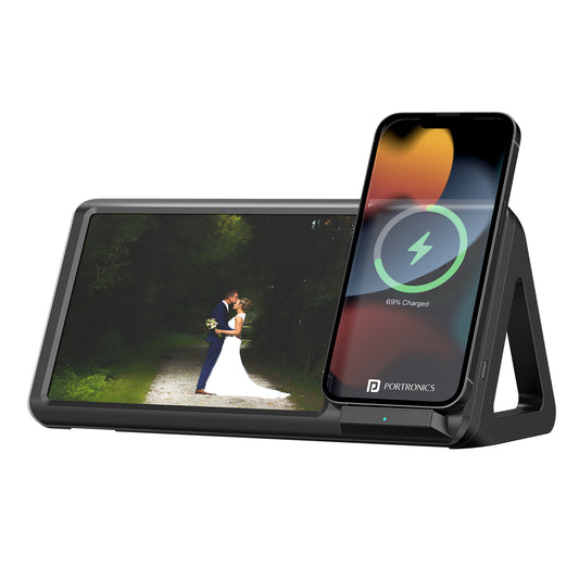 Portronics Freedom 5 wireless phone charger with photo frame| wireless fast charger at best price. Black