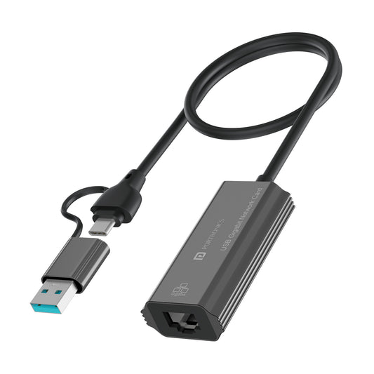 Portronics Mport X1 Ethernet Adapter USB Port. Black