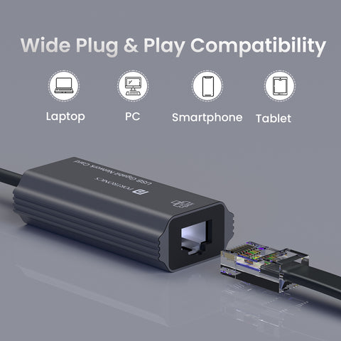 Portronics Mport X1 Ethernet Adapter USB Port with plug and play compatibility for laptop and smartphones. 