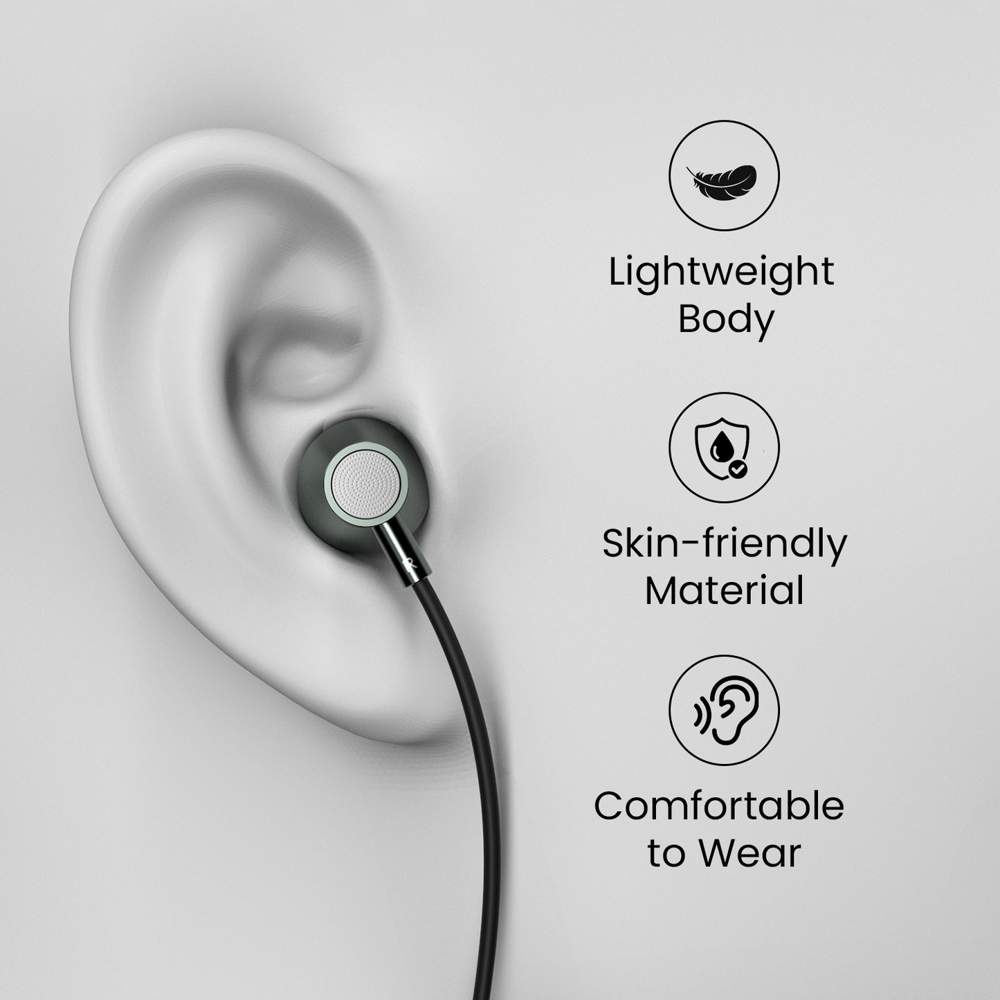 Black Portronics Wired headphones | in ear wired headphones comfortable in ear