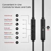 Portronics conch tune A wired earphone comes with volume and call button.