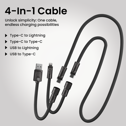 Portronics Konnect Tetra 4 in 1 type c to type c charging cable| type c to type c cable| usb cable to type c| 