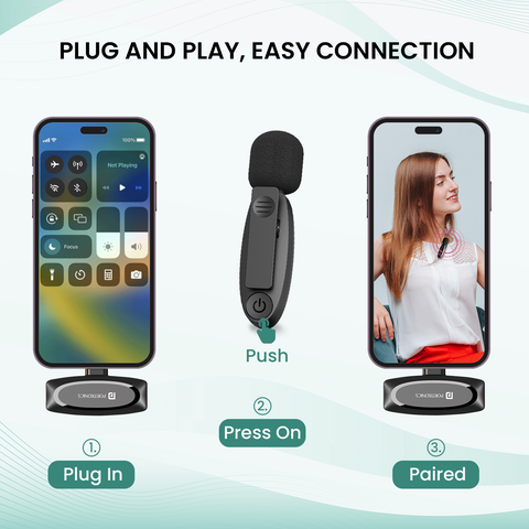 Portronics dash 7 type c wireless microphone audio accessories with plug and play easy connection 
