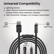 Portronics Konnect Tetra 4 in 1 type c to type c charging cable with universal compatibility for lightning devices