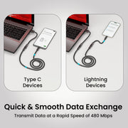 Portronics Konnect Tetra 4 in 1 fast charging cable| type c cable for devices| type c to lightning devices