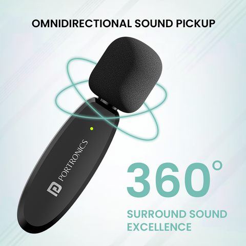 Portronics dash 7 omni direction wireless microphone audio accessories with 360 degree sound capture