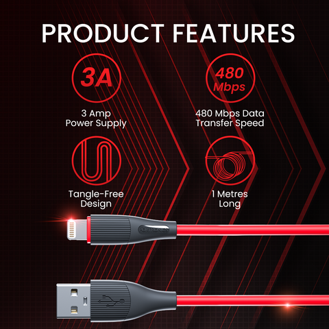Portronics Silklink 3A USB to 8 Pin Fast charging Cable for Iphone| fast charging cable| 