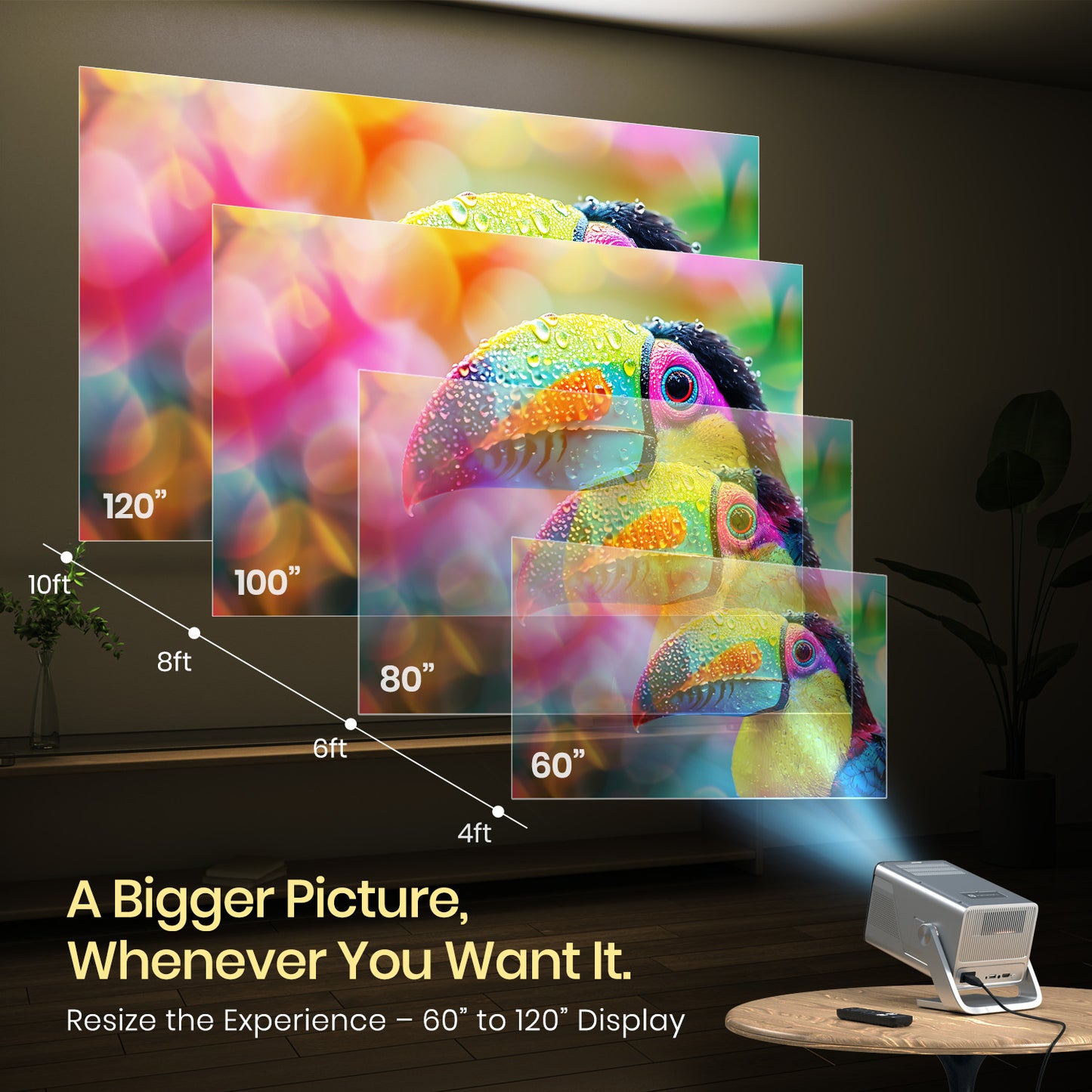 Beem 570 Smart Android LED Projector – Versatile HDMI and USB Ports for Limitless Home Entertainment Connectivity