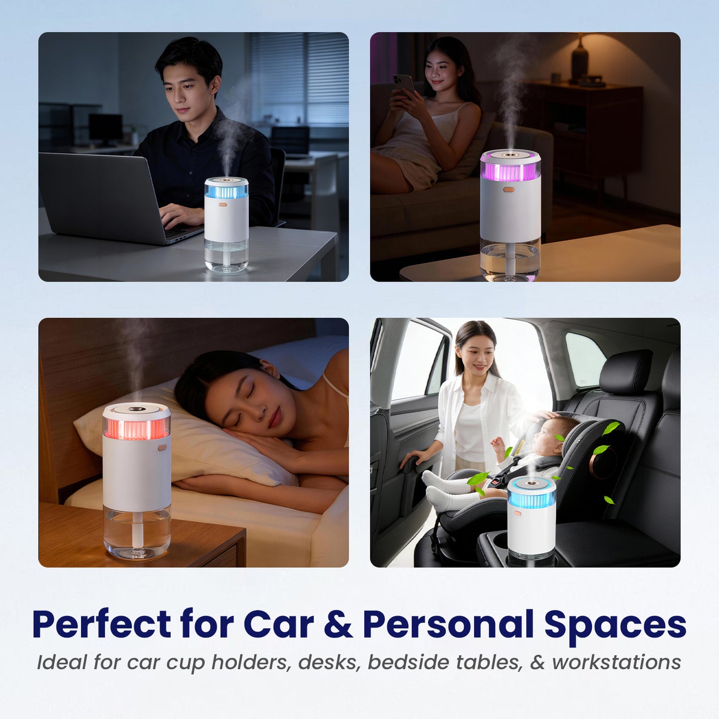 Best aroma diffuser in India – Portronics Magma Go cool humidifier providing fine water mist, relaxing LED glow, and portable design suited for travel, desk, or bedside use
