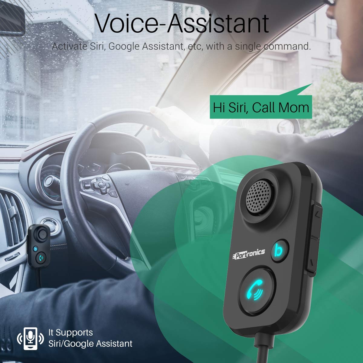 Best car Bluetooth device in India – Portronics Auto 12 wireless car receiver with voice assistant, stereo sound, and phone call functionality