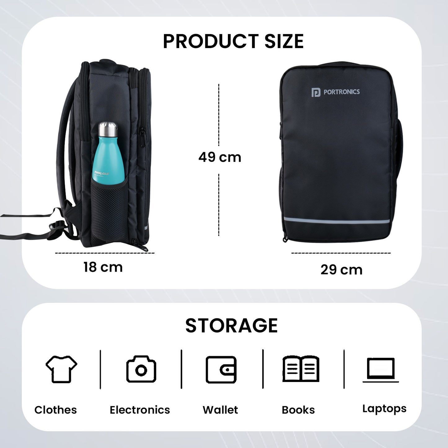 Best laptop bags for men and women – Portronics Elements U laptop bag combines utility, durability, and affordability