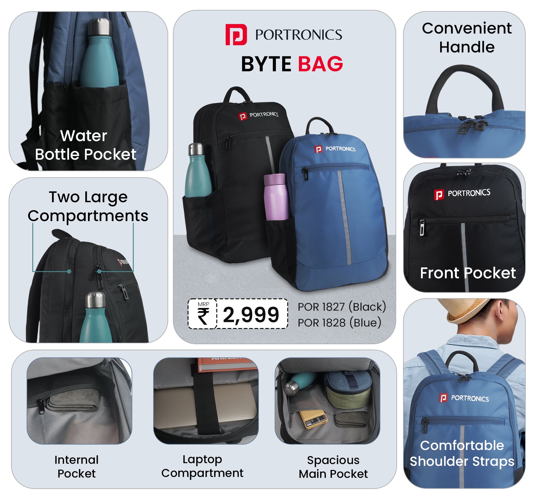 bytech biconic voyager laptop backpack Portronics Byte Laptop Bag – Stylish, Secure & Comfortable