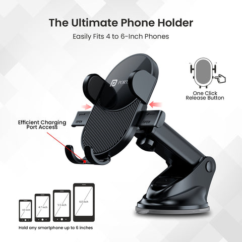 Portronics Clamp M3 car mobile holder fo 4 to 6 inch phones