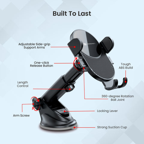 Portronics Clamp M3 car Smartphone holder with 360degree rotation