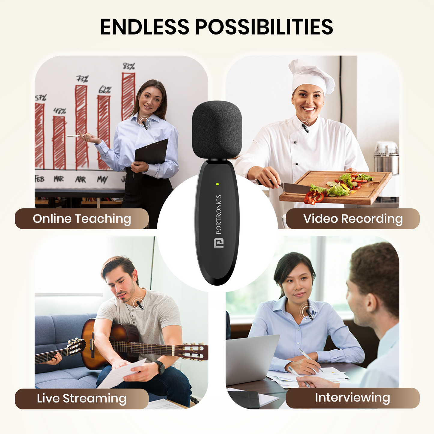 Dash 7 Ai wireless microphone system for mobile with portable microphone style, premium sound ideal for vlogging, AI-powered background noise reduction, wireless mic for mobile recording, and universal device compatibility.