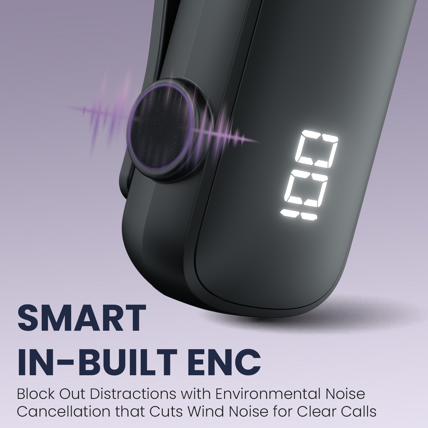 Harmonics Klip 7 Retractable Bluetooth Earphone by Portronics | Clip-on Wireless Bluetooth Headsets with Digital Display & ENC Calling Earphone | Bluetooth Headset for Daily Use