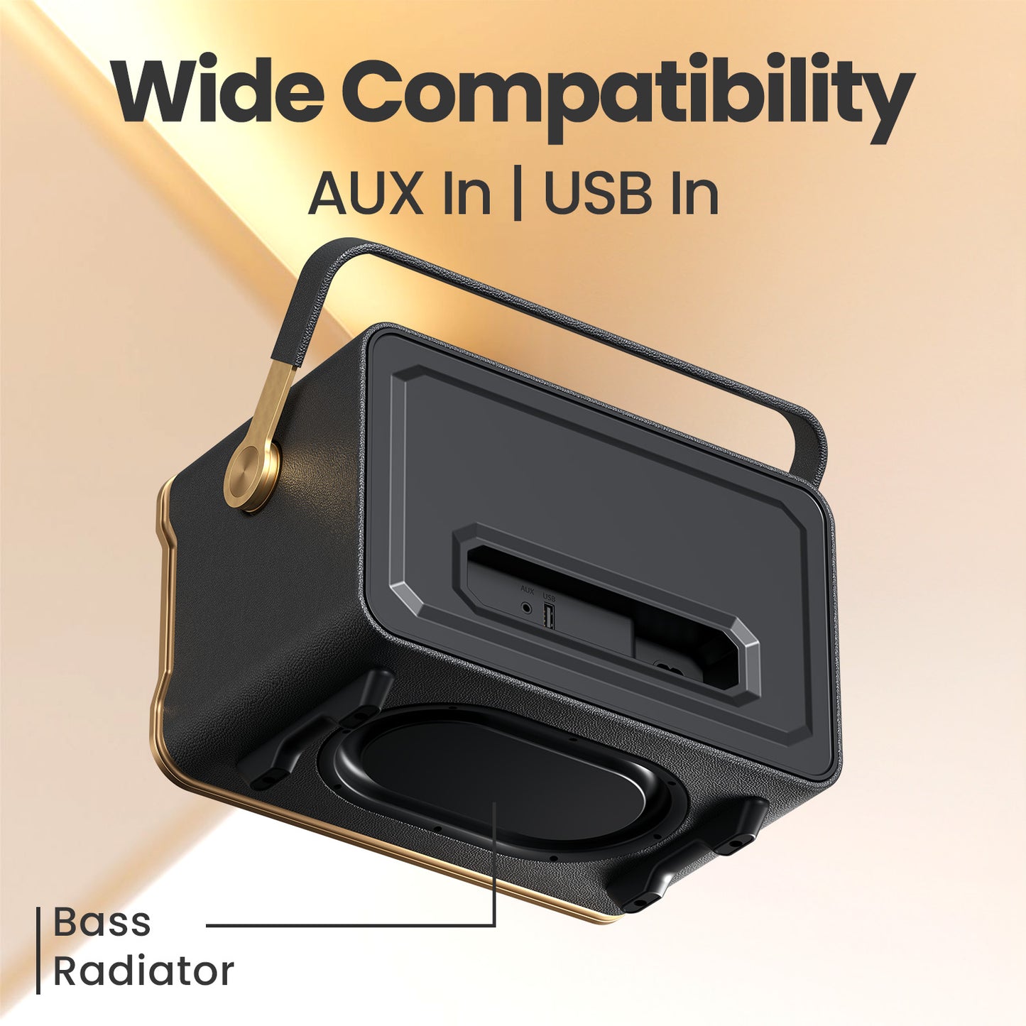 Black Harmony by Portronics | Wireless Speaker with AUX/USB Support, TWS Pairing & Retro Design | Bluetooth Speaker, Rechargeable Portable Speaker
