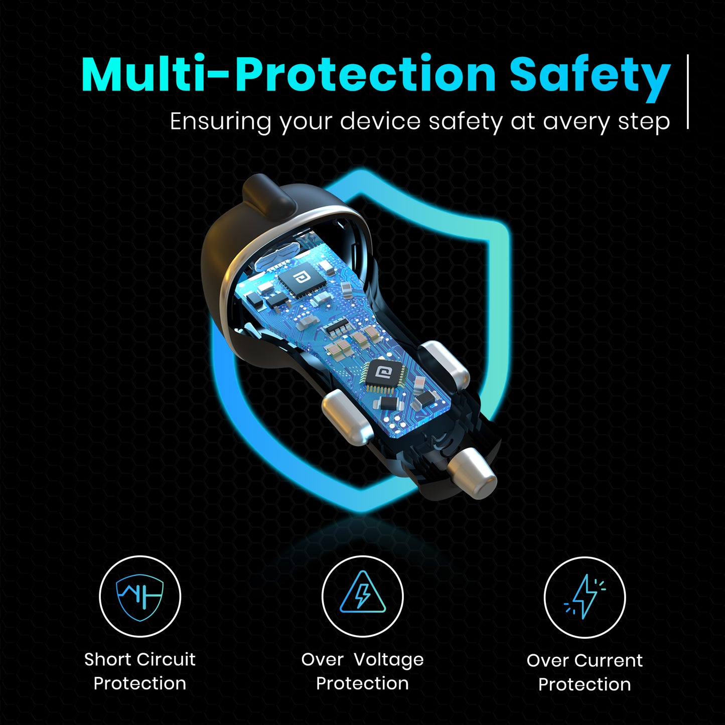 Black Portronics Car Power 1C car charger has led charging indicator to ensure safe charging | best car accessories| car charger online