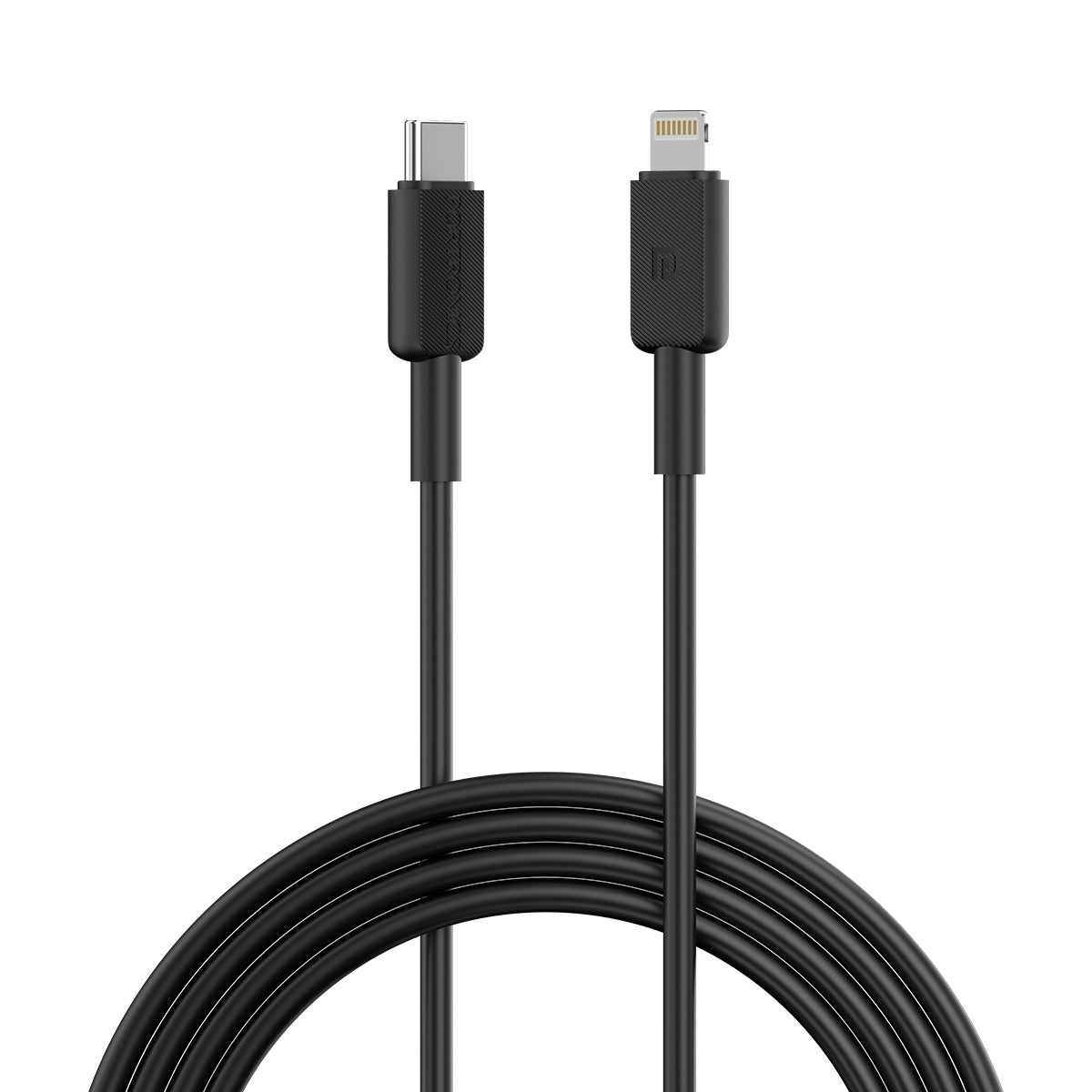 Black| Portronics Konnect Link CL - Type C to 8 pin Cable 3A| type c to lighting cable| data cable