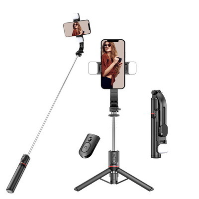Portronics Lumistick - Smart Selfie Stick with detachable built-in double-fill lights and tripod