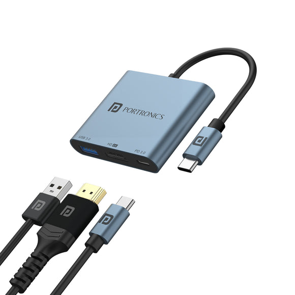 Shop Portronics Latest C-Konnect Plus 3-in-1 Type-C USB Hub