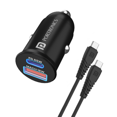 Portronics Car Power 65 car charger with fast charging| car accessories at discount rate| car phone carger
