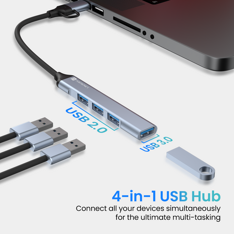 Portronics Mport 31 Pro 4-in-1 USB Hub with 3.0 USB  and 2.0 Port for fast data transfer
