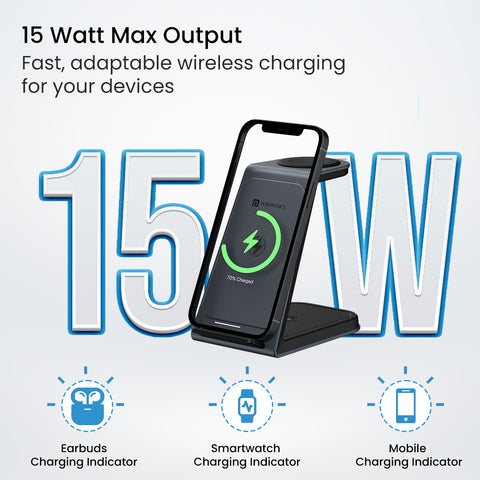 Portronics Freedom trio 3 in 1 Wireless fast Charger with 15w max output