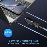Portronics Car Power 65 car charger with dual port usb hub| best car accessories| 65w pd car charging hub