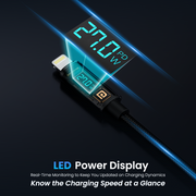 Portronics Konnect view 27w type c to lighting charging cable with led power display