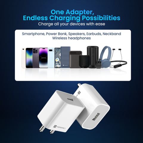 Portronics Adapto 12 12w fast charger for all your devices from smartphone to earbuds