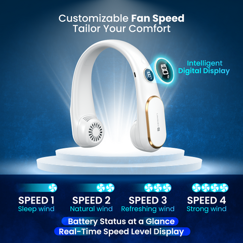 Portronic go breeze portable 360 degree neck fan with customizable fan speed