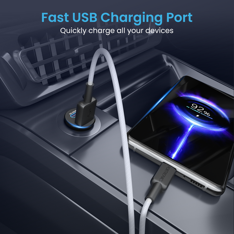 Portronics Car Power 65 car charger with dual port usb hub| best car accessories| car charger for all your devices