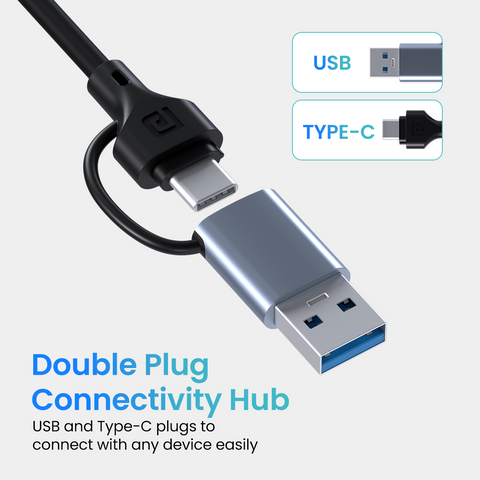 Portronics Mport 31 Pro 4-in-1 USB Hub with dual plug connectivity hub usb & type c 