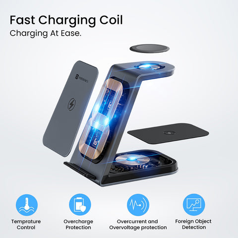 Portronics Freedom trio 3 in1 Wireless Charger with fast charging