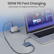 Portronics C-Konnect Plus usb c hub come with 100w fast pd charging port 