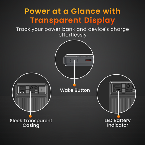 3 in 1 Portronics Luxcell Wireless 10K 10000mah 15w mag safe fast charging wireless power bank with transparent display