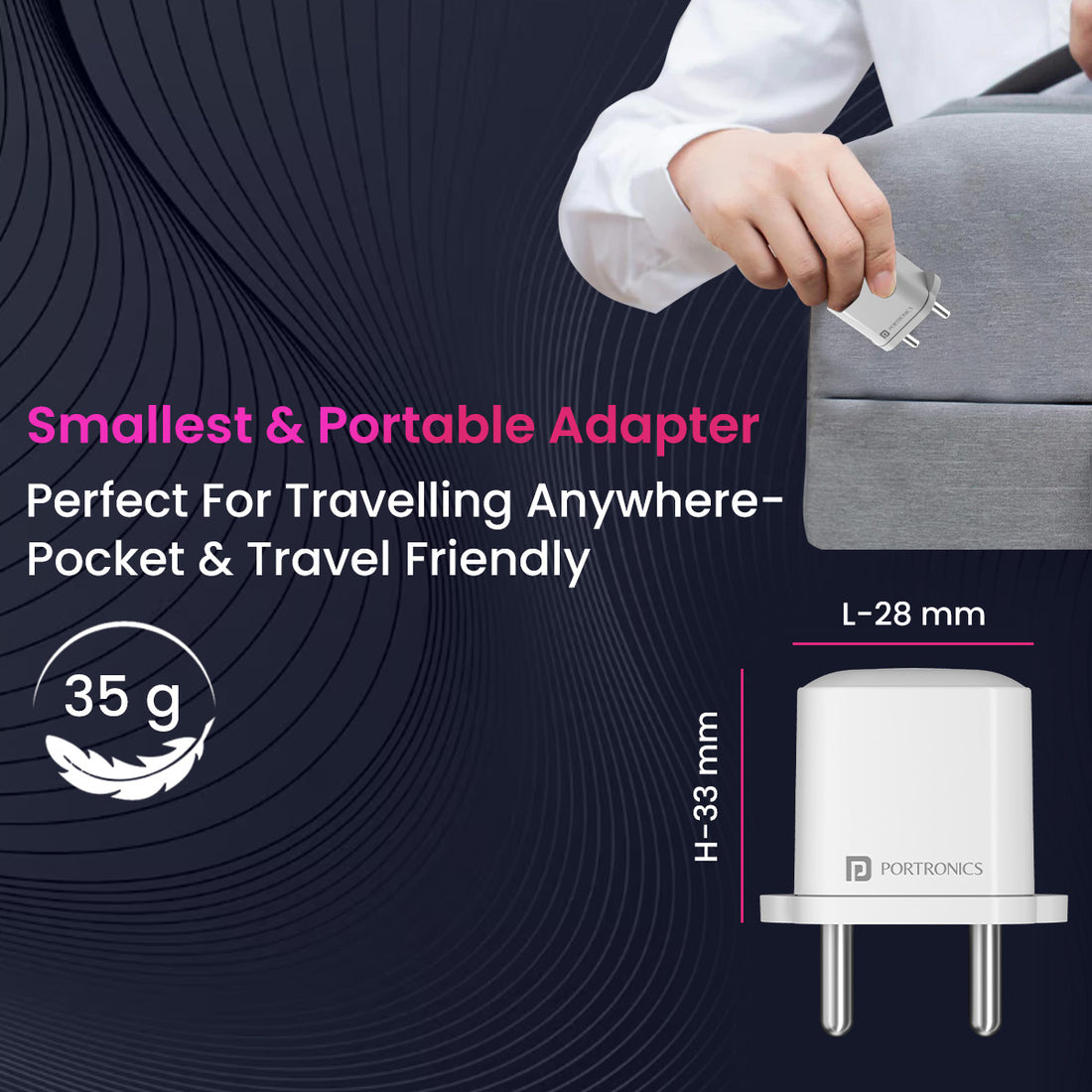 Portronics Adapto 20Lite Smallest 20W GaN Wall Charger with Type C PD ...