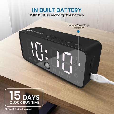 Buy Portronics pixel 4 wireless portable speaker comes with 15 days clock running time and battery percentage indicator
