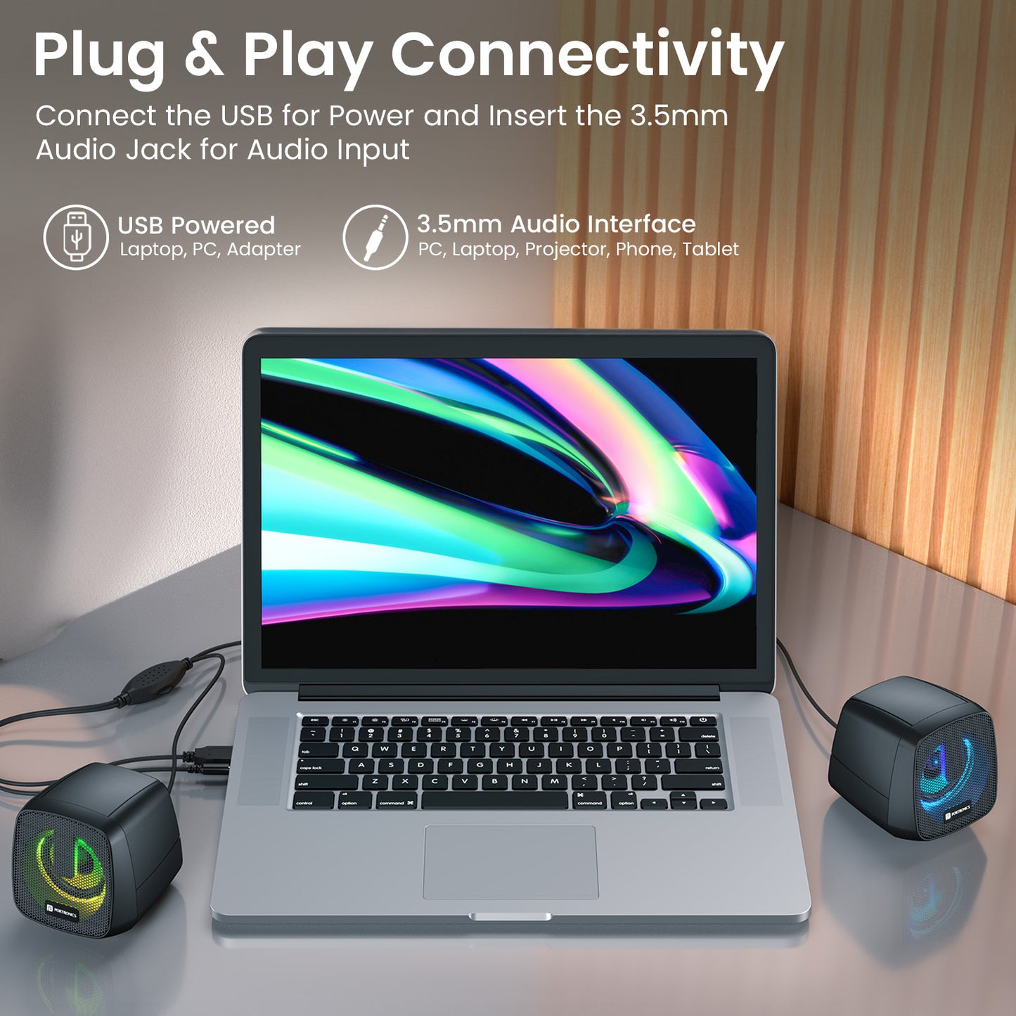 Upgrade your desk setup with the sleek In Tune 6 USB Speaker, designed for immersive audio, AUX support, and plug-and-play convenience for any PC or laptop.
