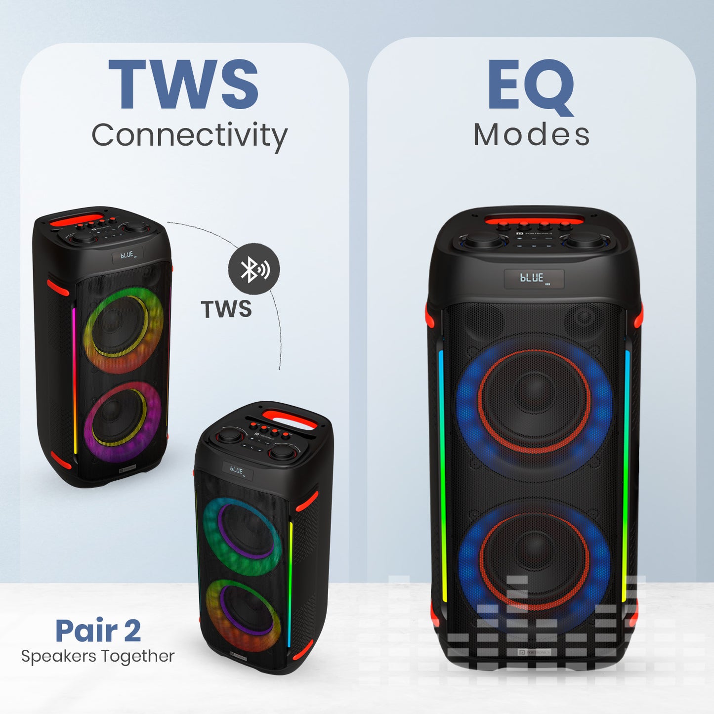 Karaoke mic speaker Portronics Iron Beats IV with built-in equalizer, echo adjustment, and long battery life for extended playback| TWS party speaker online