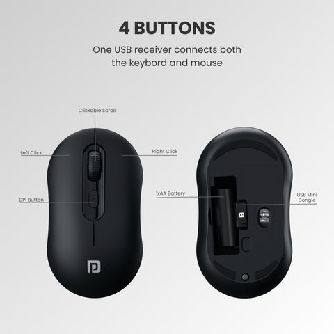 Portronics Key6 combo Wireless bluetooth Keyboard and Mouse with 10 meter connectivity