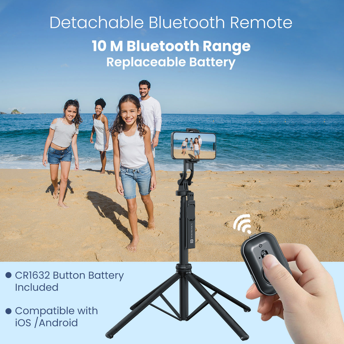 Portronics Lumistick 2 best Selfie Stick with tripod and wireless remote control| best tripod and selfie stick with remote| online selfie stick with tripod
