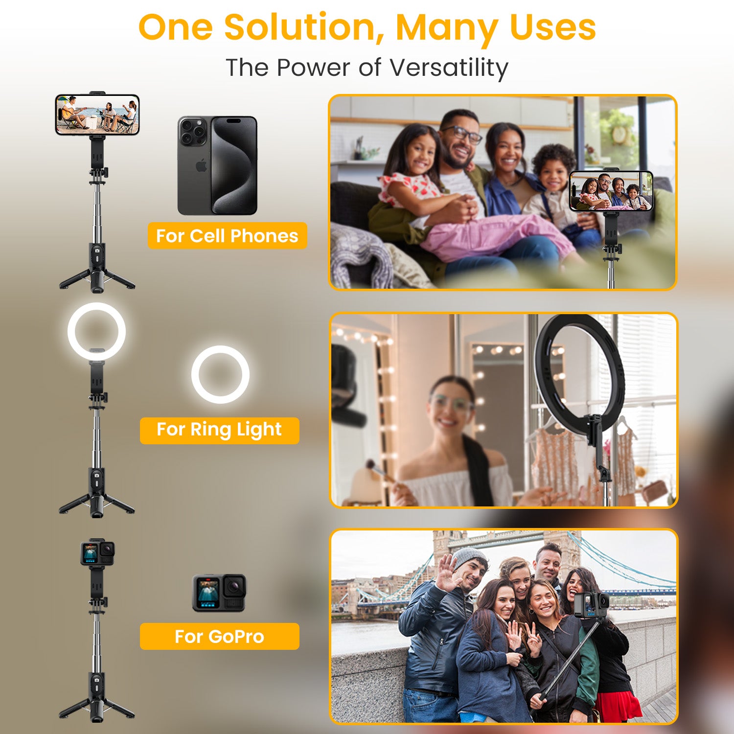 Portronics Lumistick mini foldable and portable selfie Stick for multifunction use| selfie stick for Iphone| best selfie stick stand for Gopro| smart selfie stick for cell phone