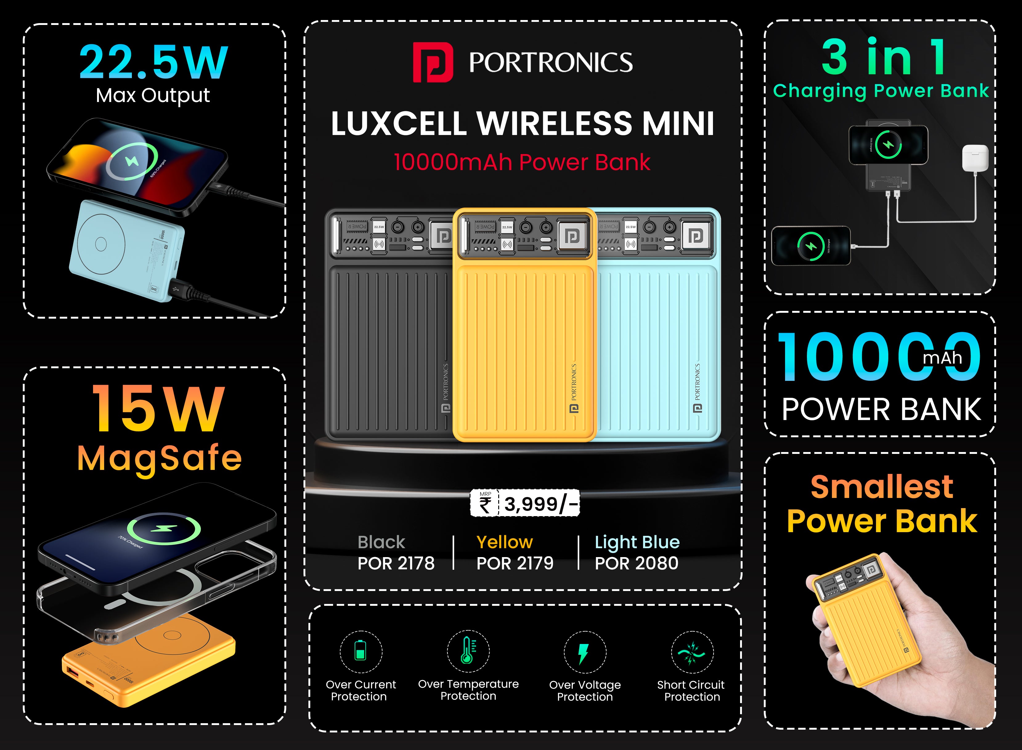 Buy Portronics Luxcell Wirless Mini 10k Magnetic Power Bank 22 5W Buy Portronics Luxcell Wirless Mini 10k Magnetic Power Bank 22 5W