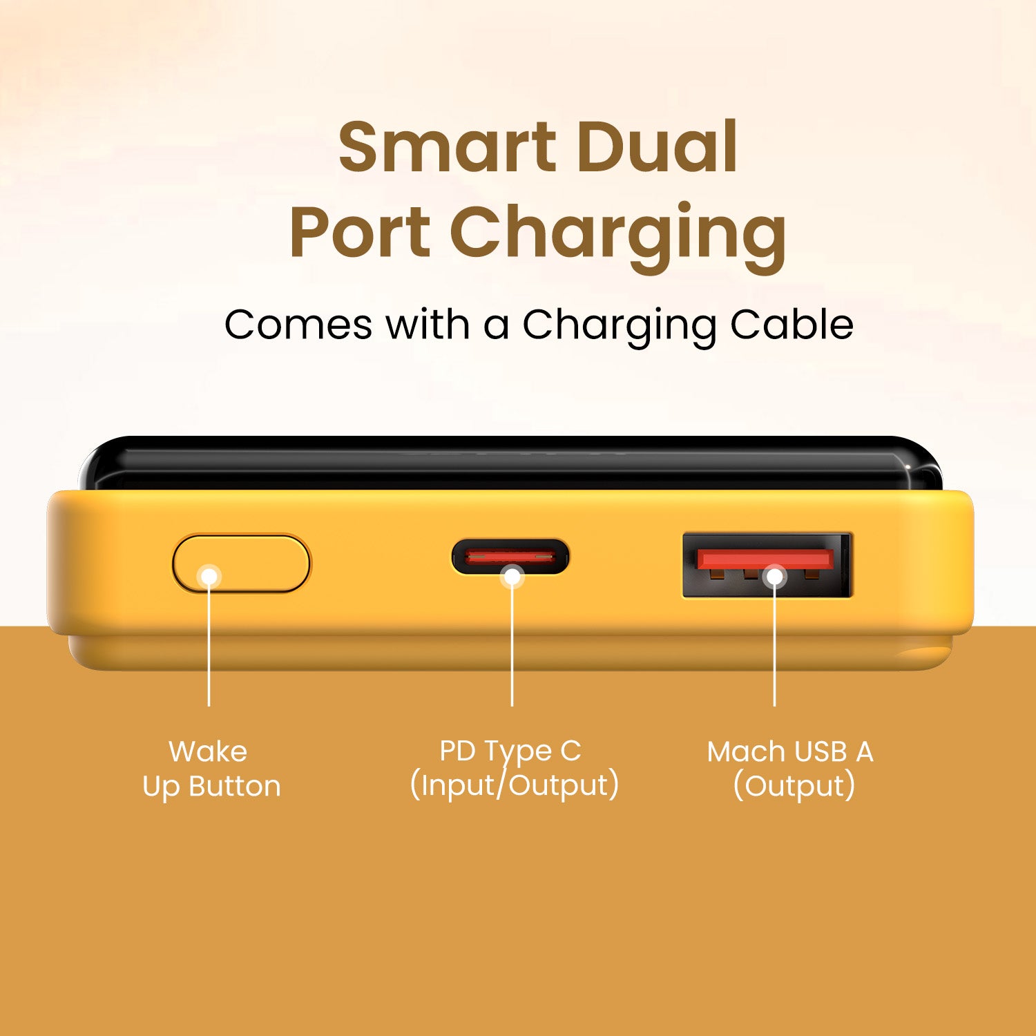 Yellow Power banks by Portronics offering advanced protection and compact build; Luxcell B 10000mAh power bank with dual device support and fast recharging