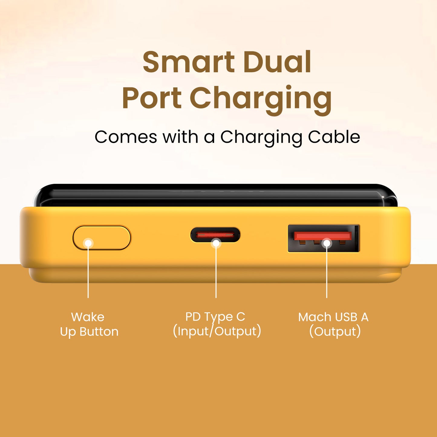 Yellow Power banks by Portronics offering advanced protection and compact build; Luxcell B 10000mAh power bank with dual device support and fast recharging