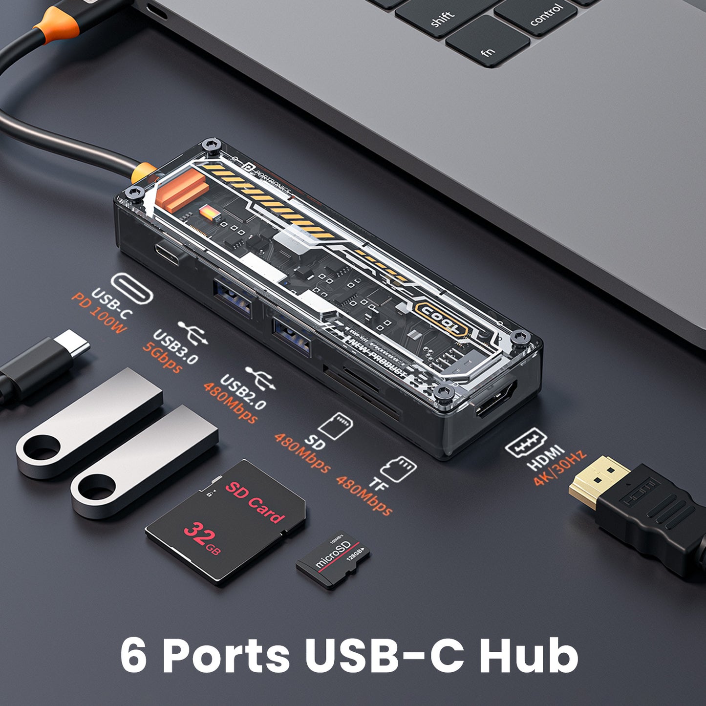 MPort View Two Type-C USB Hub for MacBook Air, Featuring USB Hub 3.0, Multi-Function USB Hub Capabilities, and High-Speed Data Transfer with Data Sync Support