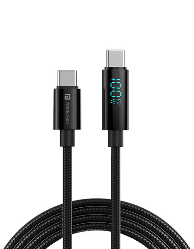 PortronicsKonnect View 100W PD Type C to Type C display Cable | Fast charging Cable for android| fast charging cable| type c cable