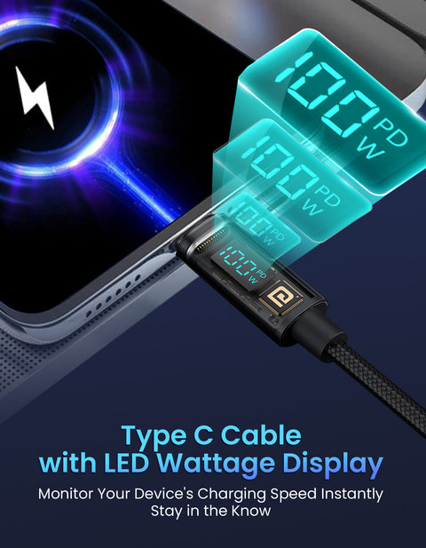 PortronicsKonnect View 100W PD Type C to Type C display Cable| Fast charging Cable | fast charging type c cable
